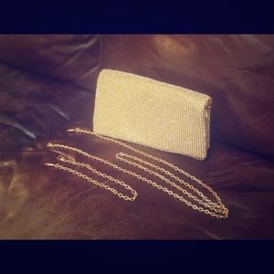 Gold and faux diamond clutch